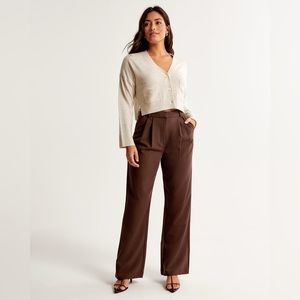 Abercrombie & Fitch Sloane Wide Legged Pant Chocolate Brown Size L